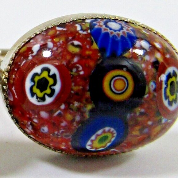 Millefiori Murano Glass Oval Cufflinks